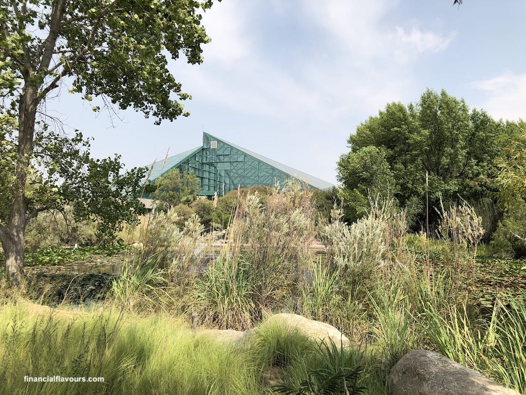 Beautiful view of the Albuquerque BioPark Botanical Garden with vibrant flowers and lush greenery